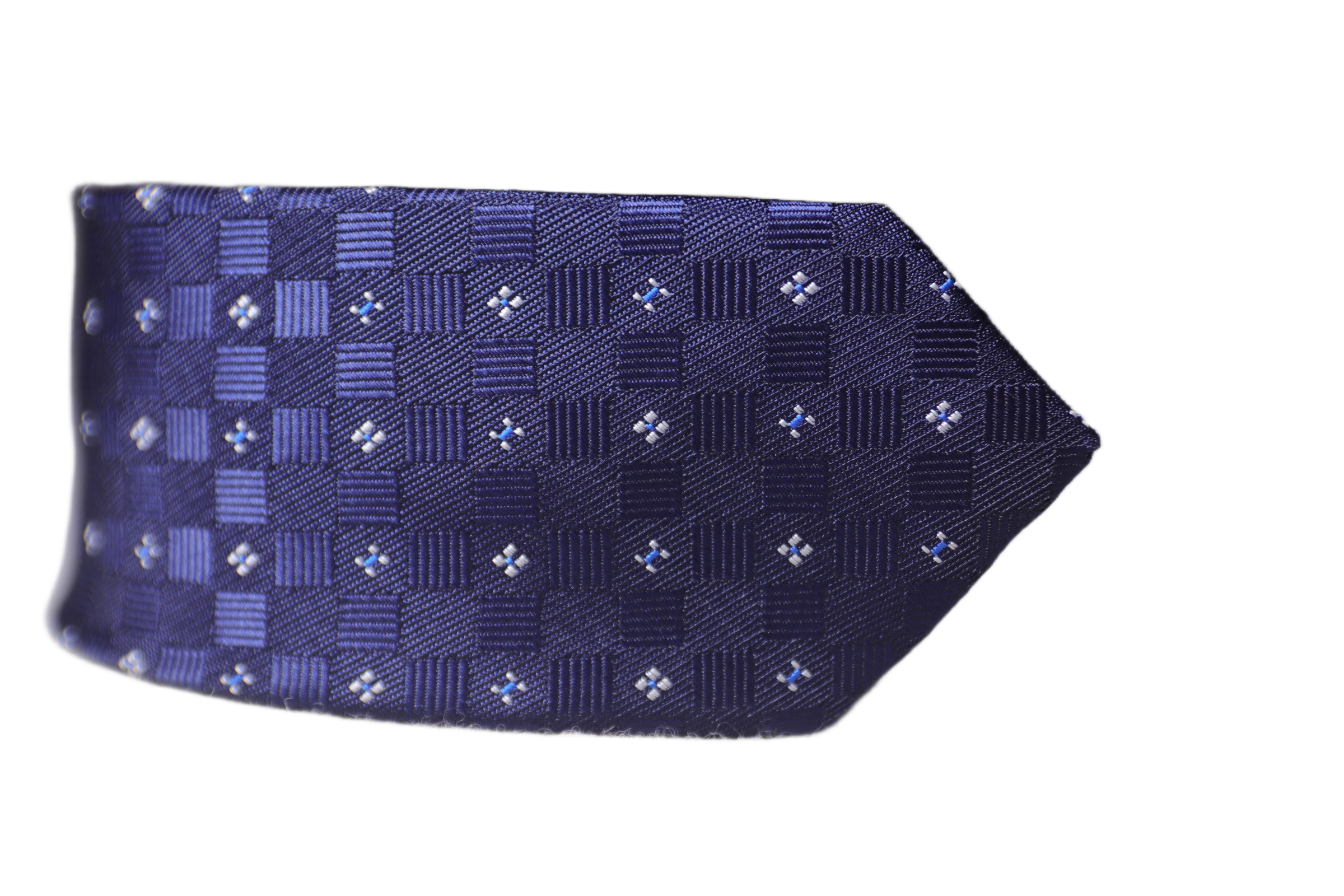 The Modern Navy Blue Checkerboard Foulard Grid Tie