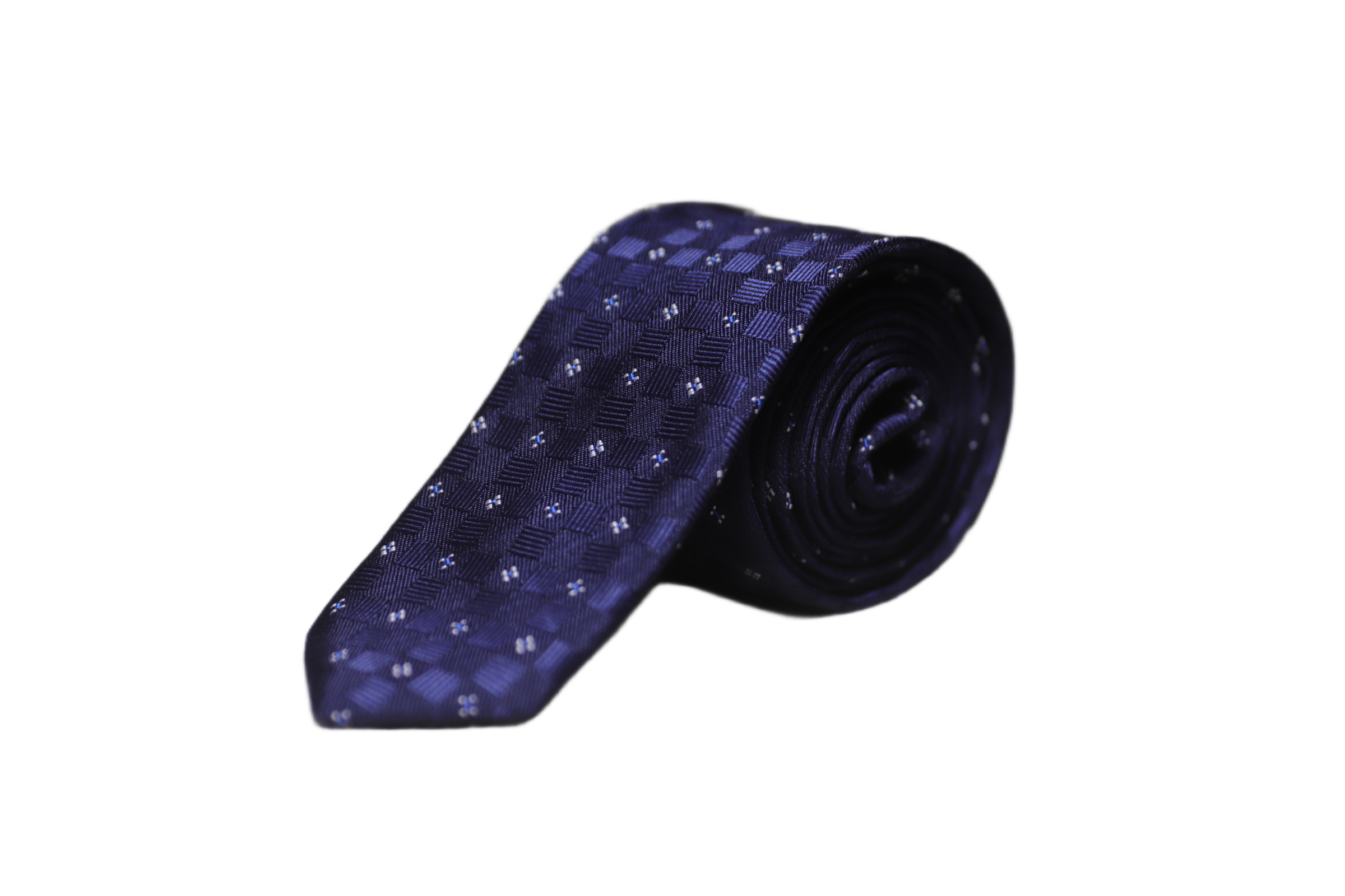The Modern Navy Blue Checkerboard Foulard Grid Tie