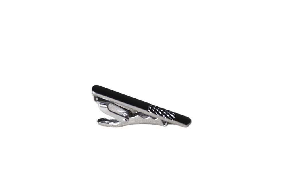 CHARCOAL MINI CARVED EDGE TIE CLIP
