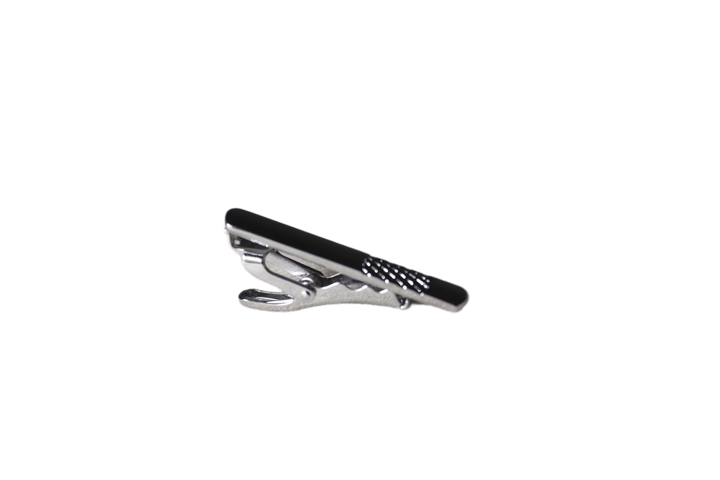 CHARCOAL MINI CARVED EDGE TIE CLIP
