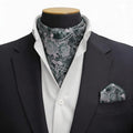 Men’s Emerald Green Floral Ascot Cravat & Pocket Square Set
