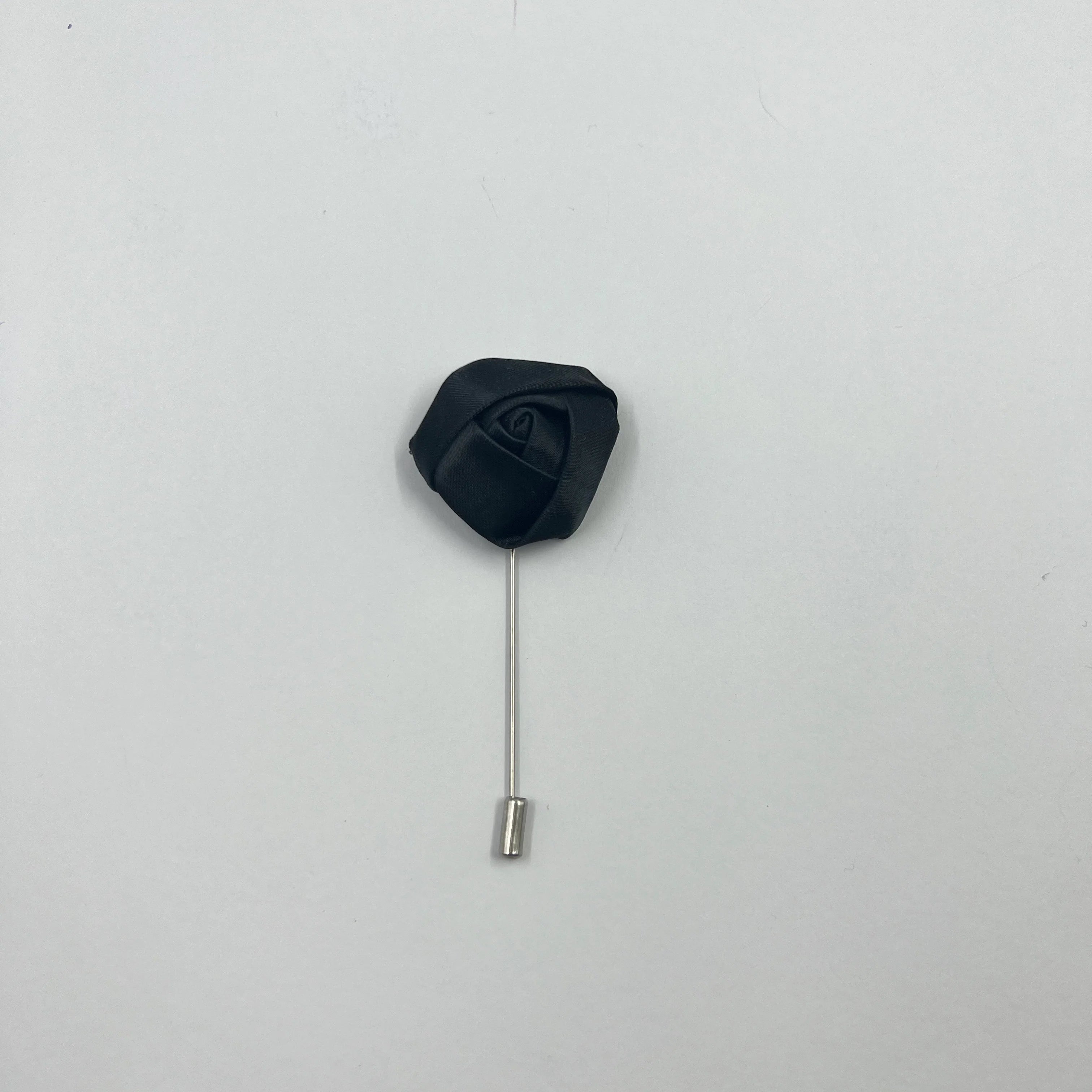 JET BLACK FLORAL LAPEL PIN